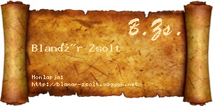 Blanár Zsolt névjegykártya